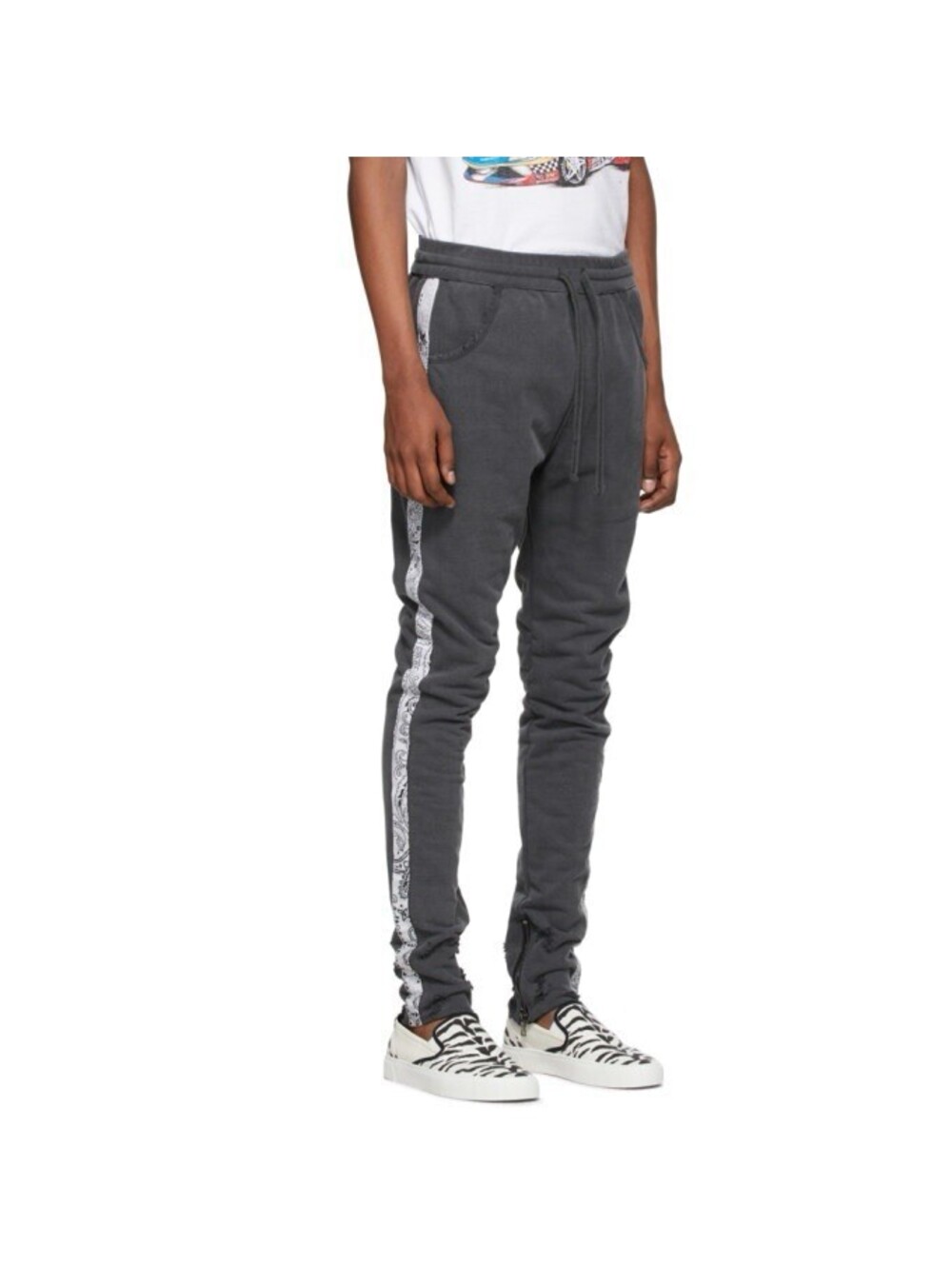 $530 Alchemist Miami Bandana Trim Sweatpants Gray XXL 2XL Side Zip Track Pants - Picture 2 of 8